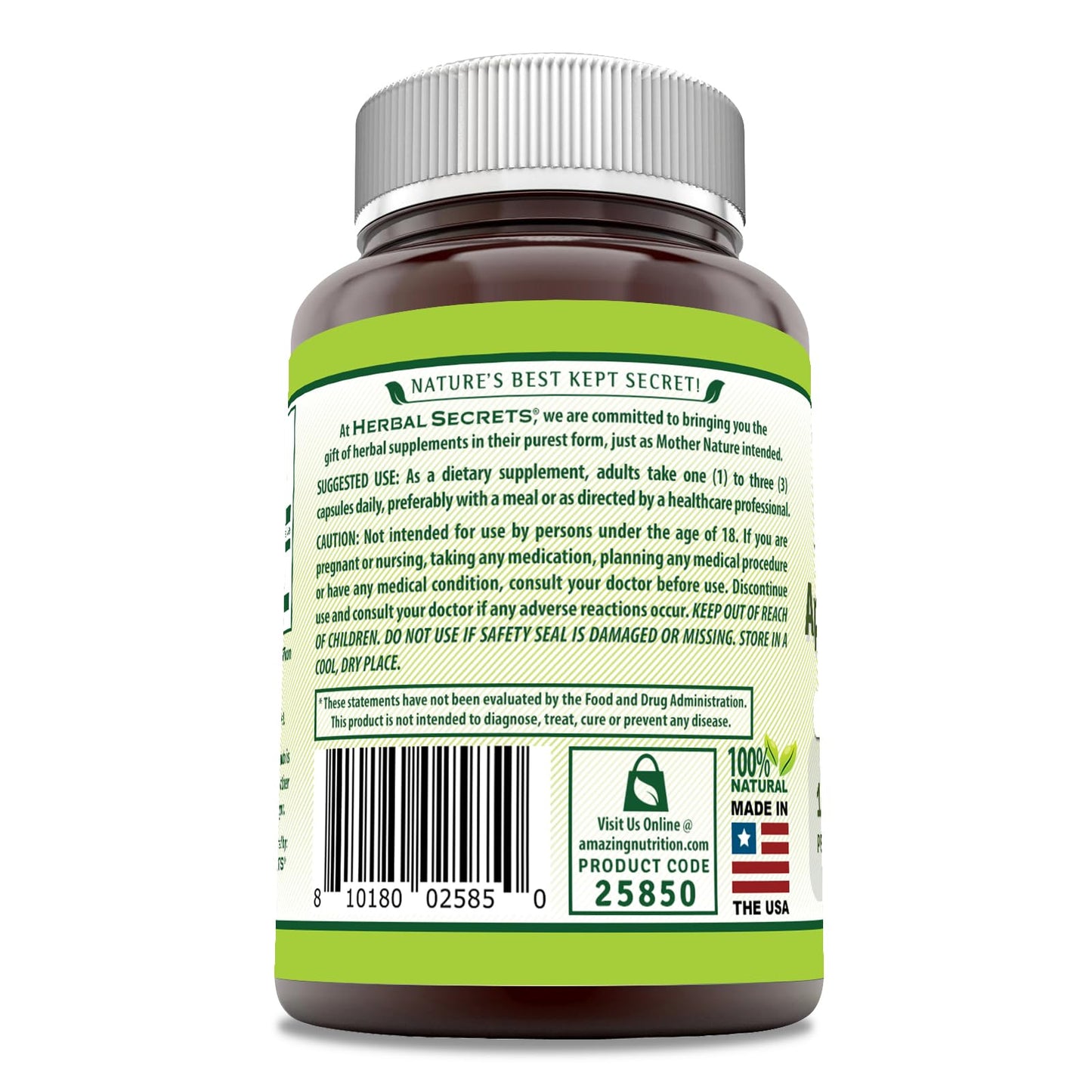 Herbal Secrets Apple Cider Vinegar Supplement | 1500 Mg Per Serving | 120 Capsules| Non-GMO | Gluten Free | Made in USA