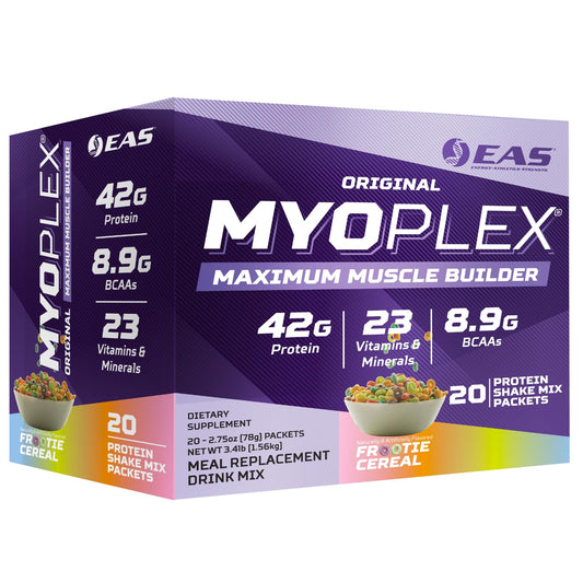 EAS Original Myoplex Maximum Muscle Builder | Meal Replacement Protein Drink Mix | Quality Protein Blend | 42g Protein | 20 Individual Packets (Frootie Cereal)