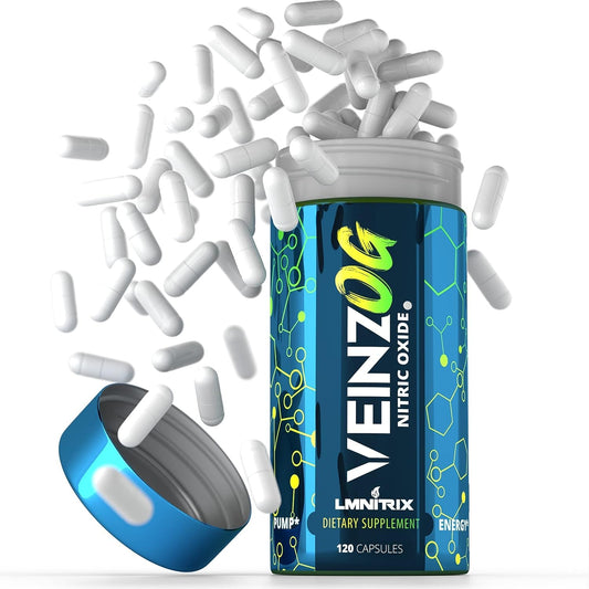 LMNITRIX VEINZ Pills ✮ Nitric Oxide Supplement with L-Arginine, L-Citrulline & ALA ✮ N.O. Booster Pump Pills ✮ Top Muscle Mass Pill for Men ✮ 120 Capsules