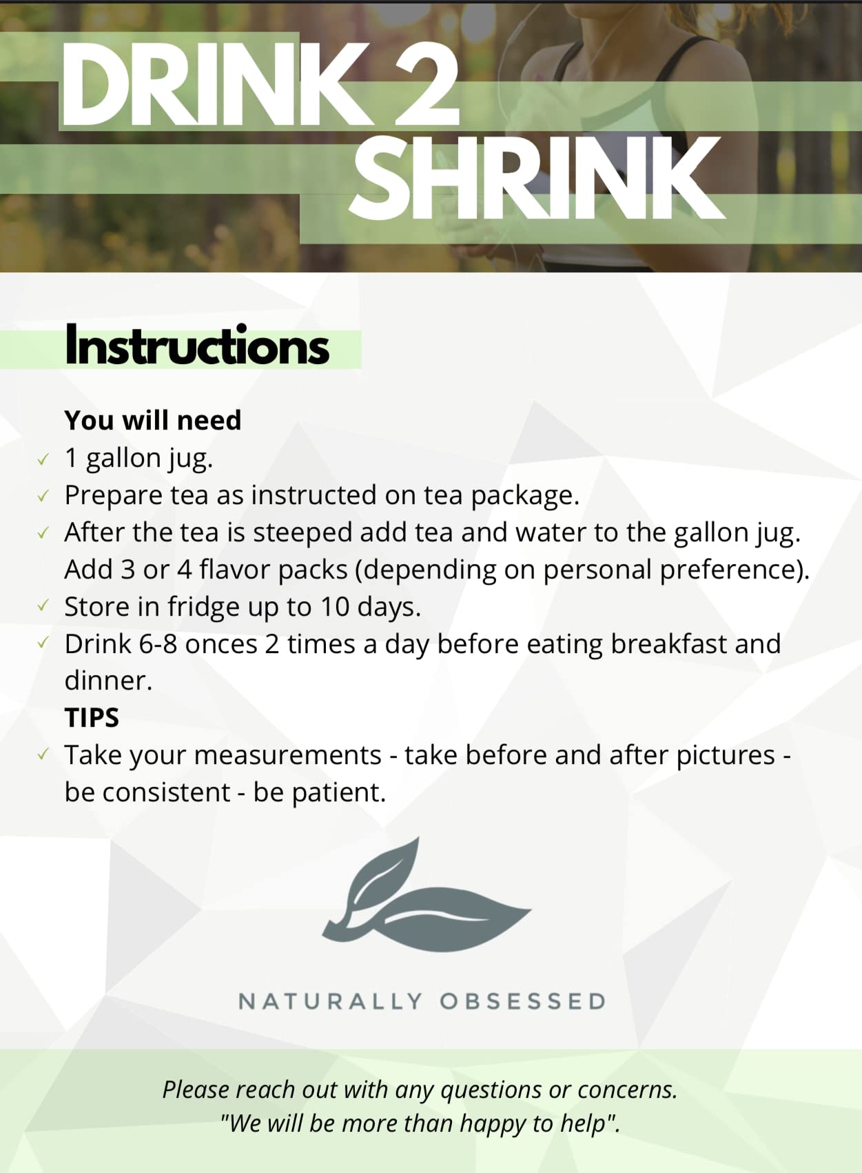 Naturally Obsessed 4 Week DRINK2SHRINK Detox Tea Formula Flat Belly System Detox Kit | NOT PREMADE (Pineapple - Peach - Fruit Punch - Strawberry)