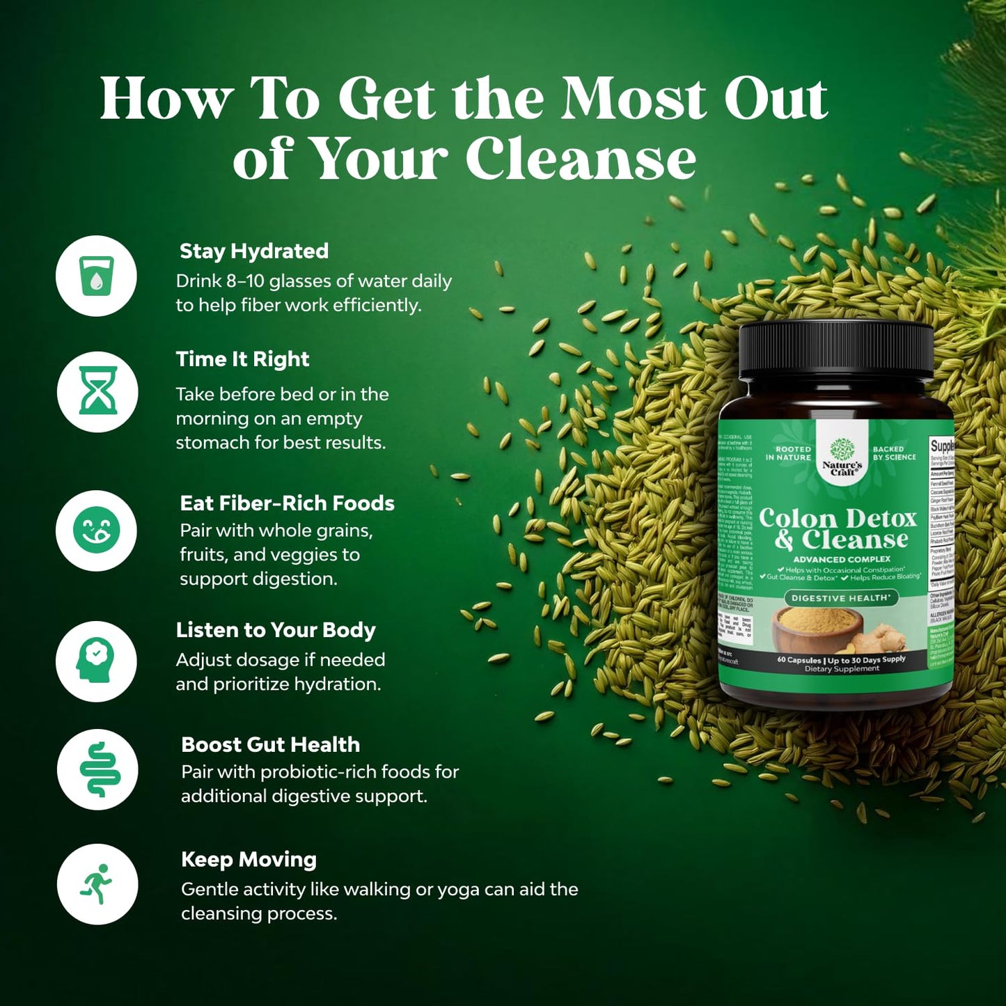 Colon Cleanser & Detox - Lactobacillus Acidophilus Probiotic Supplement Body Cleanse - Psyllium Husk Capsules Gut Health Supplement