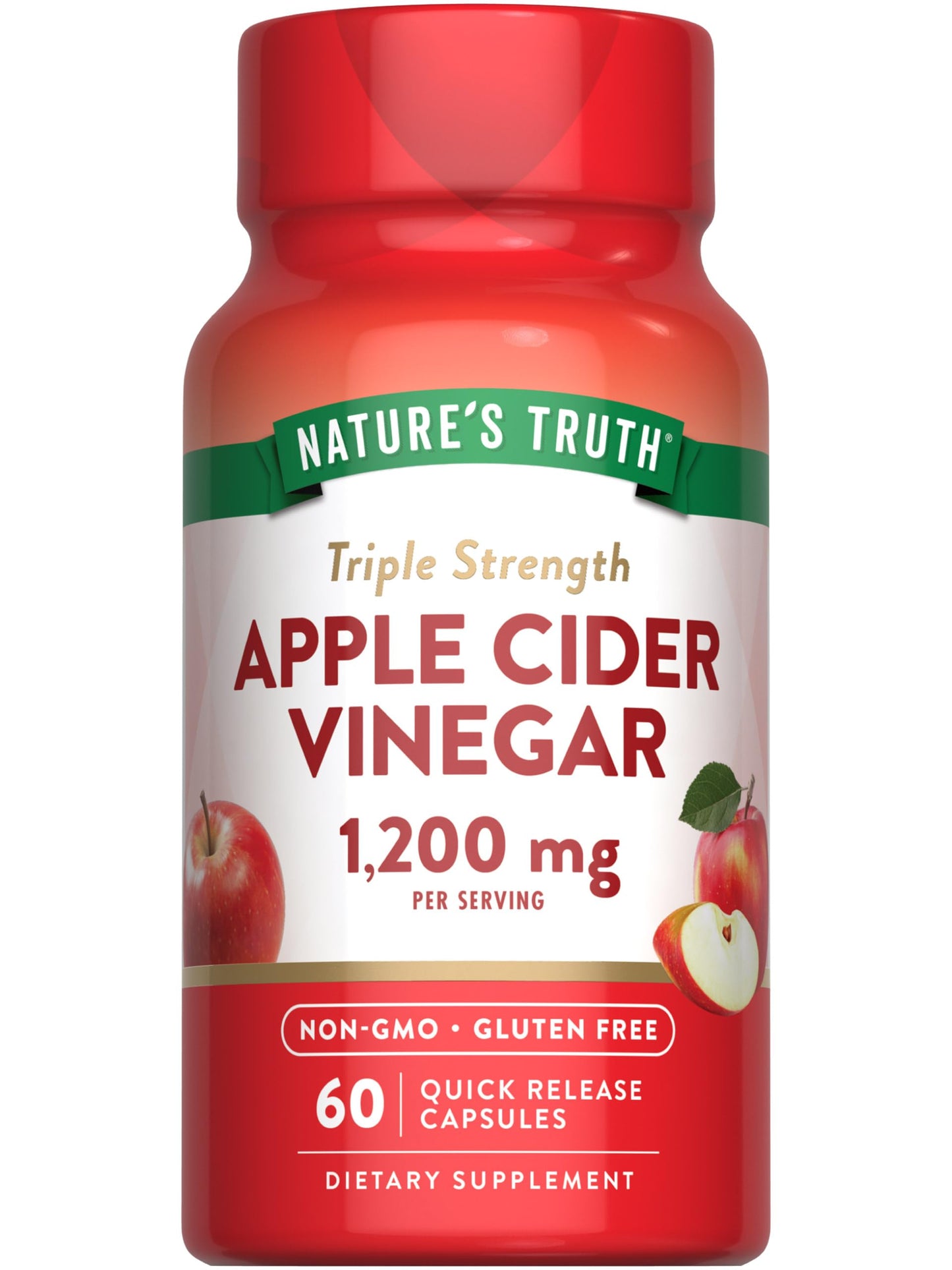 Nature's Truth Apple Cider Vinegar Capsules | 1200mg | Quick Release Pills | Non-GMO & Gluten Free Supplement
