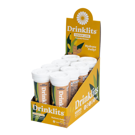 Drinklits Ginger Lime Electrolyte Sports Drink Fizzy Hydration Tablets (8) Tube Bundle | Natural Flavors - 0g Sugar - Daily Use | 80 Servings - 10 Tablets Per Tube
