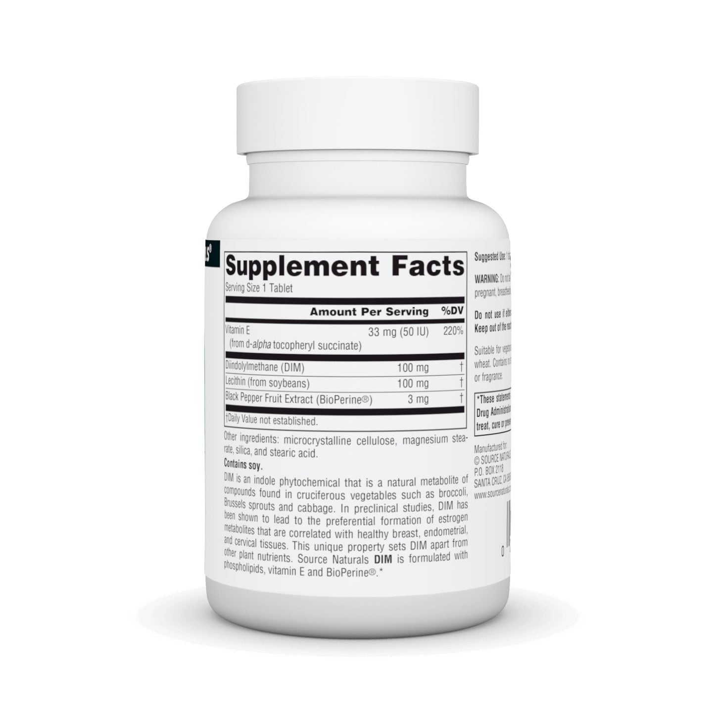 Source Naturals DIM, Diindolylmethane, 100mg - 30 Tablets
