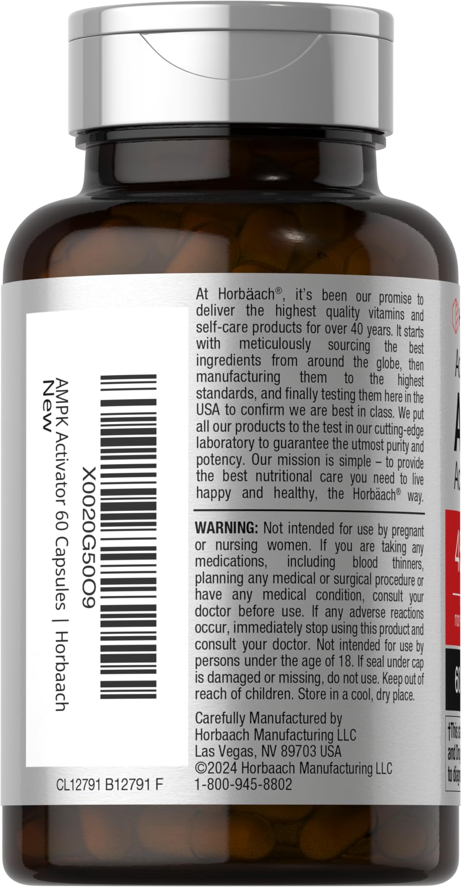 Horbäach AMPK Metabolic Activator 450 mg | 60 Capsules | Non-GMO, Gluten Free