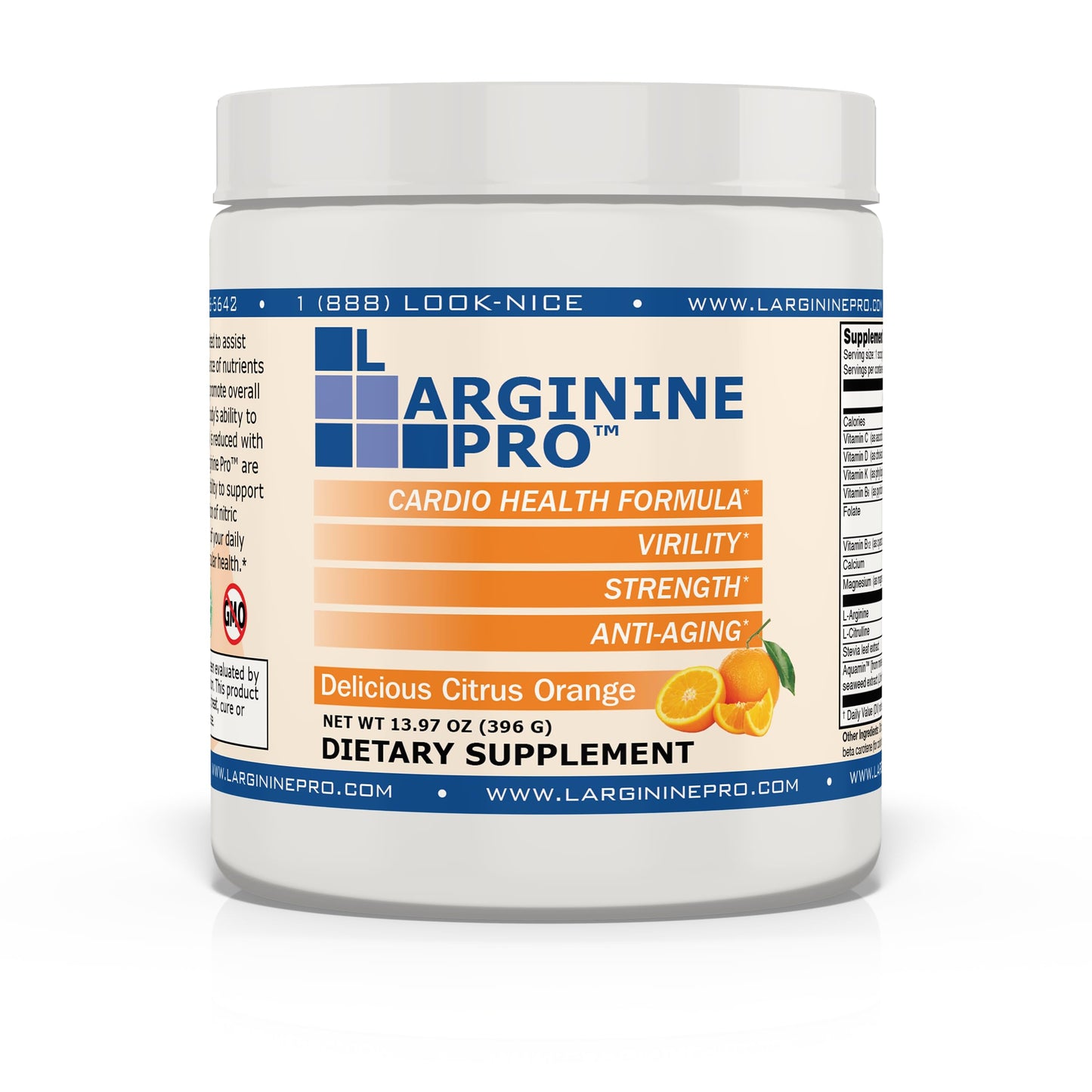 L-ARGININE PRO | L-arginine Supplement Powder | 5,500mg of L-arginine Plus 1,100mg L-Citrulline (6 Jars, Orange)