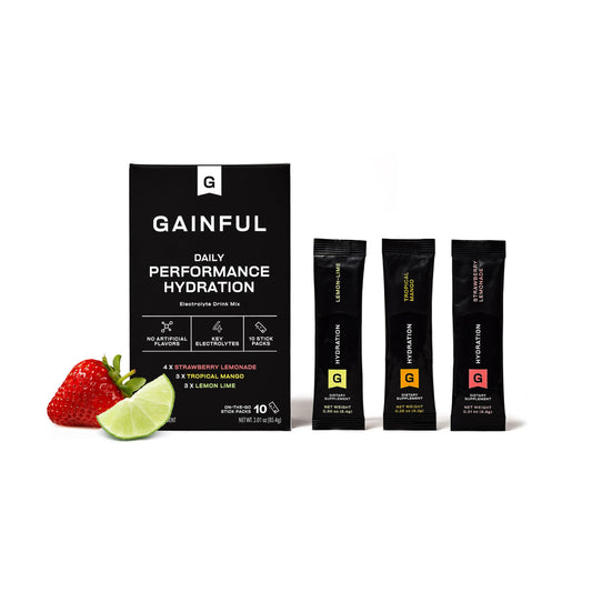 Gainful Hydration Packets Variety Pack, Decaffeinated with Key Electrolytes, Magnesium and Sodium, Energy Support, Low Sugar, 10 Sticks