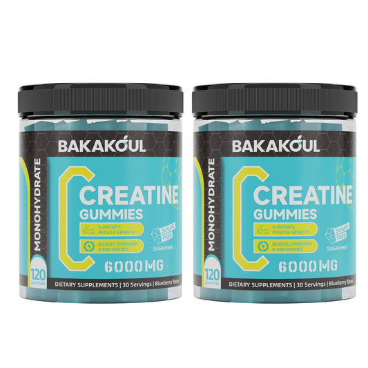 BAKAKOUL Creatine Monohydrate Gummies 5g for Men & Women - 120 Sugar Free Gummies with Magnesium Glycinate, L-Threonate, L-Taurine + Vitamin B12 for Muscle Support, Energy Boost, 2 Pack