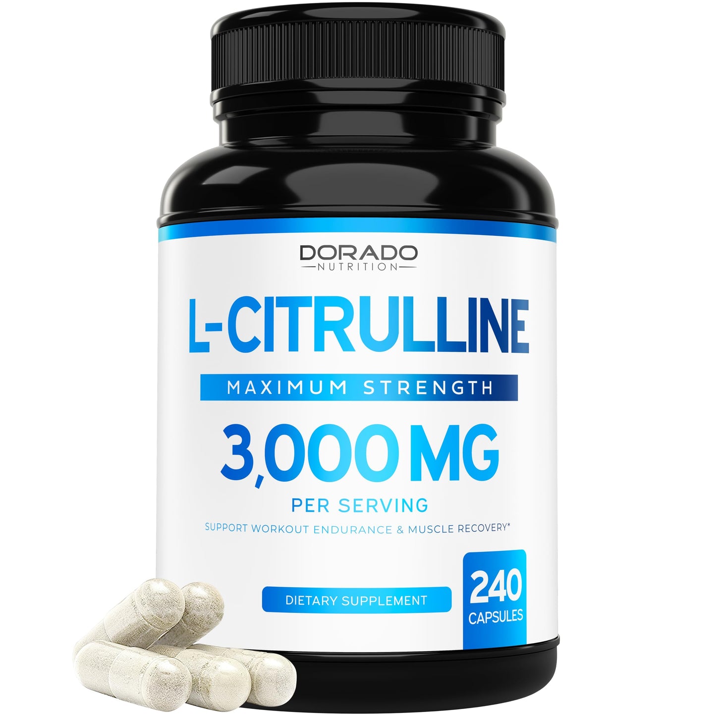 L Citrulline 3000mg Supplement (240 Capsules) Support L Arginine & Nitric Oxide Pills - L-Citrulline For Men & Women - Stamina, Endurance, Performance for Workouts - 3rd Party Tested, Vegan, USA Made