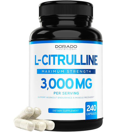 L Citrulline 3000mg Supplement (240 Capsules) Support L Arginine & Nitric Oxide Pills - L-Citrulline For Men & Women - Stamina, Endurance, Performance for Workouts - 3rd Party Tested, Vegan, USA Made