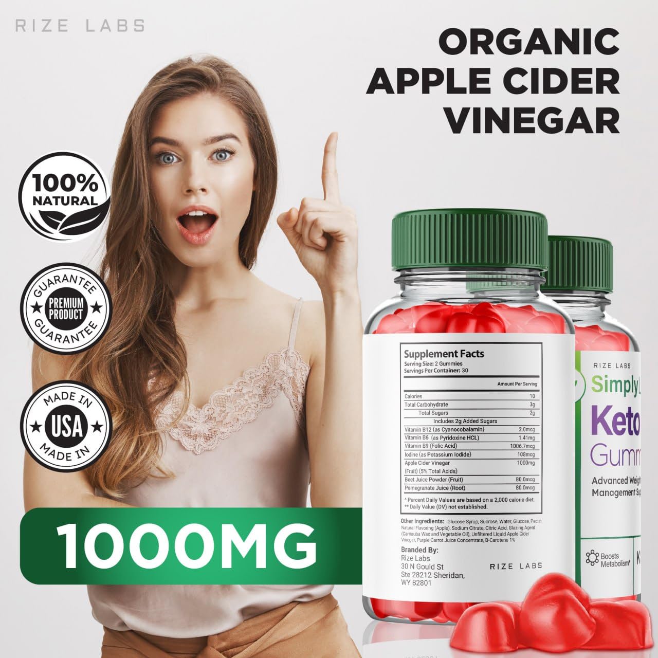 rize labs Simply Lean Keto + ACV Gummies for Advanced Weight Loss, Supplement, Maximum Strength Gomitas, Simply Lean Advanced Formula Review (60 Gummies)