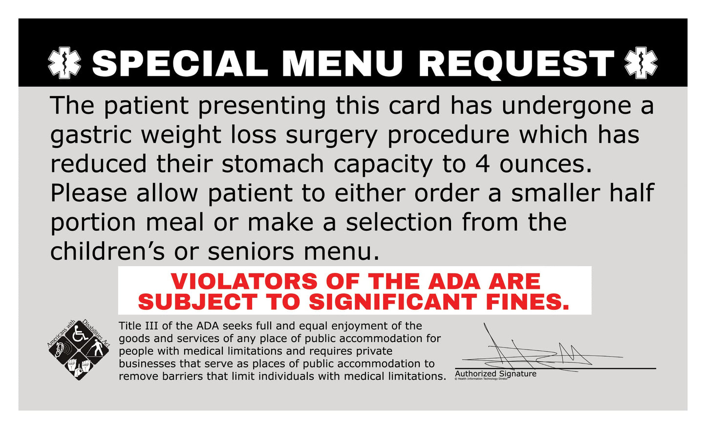 Weight Loss Surgery (WLS) Cards (2-Pack) Signed Bariatric Surgery Wallet Card (wls-100-v2) (Black)