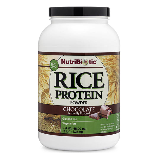 NutriBiotic - Chocolate Rice Protein, 3 Lb (1.36kg) | Low Carb, Vegetarian & Keto-Friendly Raw Protein Powder | Grown & Processed Without Chemicals, GMOs or Gluten | Easy to Digest & Nutrient-Rich
