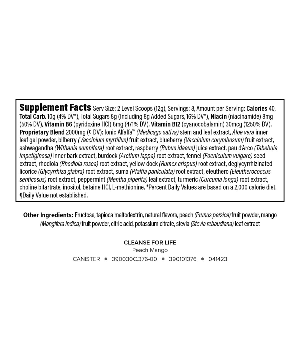 Isagenix Cleanse for Life - Powder Supplement for Cleanse Drink with No Laxatives or Diuretics - Support Metabolism with Vitamin B12 & Niacin -Peach Mango -3.4 Oz (16 Servings)
