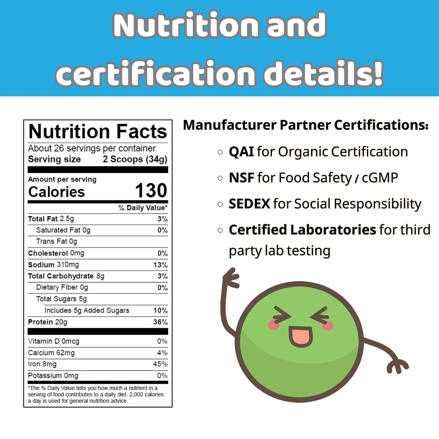 SYNERTECH NUTRITION Vegan Vanilla Flavored Plant-Based Pea Protein (2lbs) | Non-GMO, Certified Organic