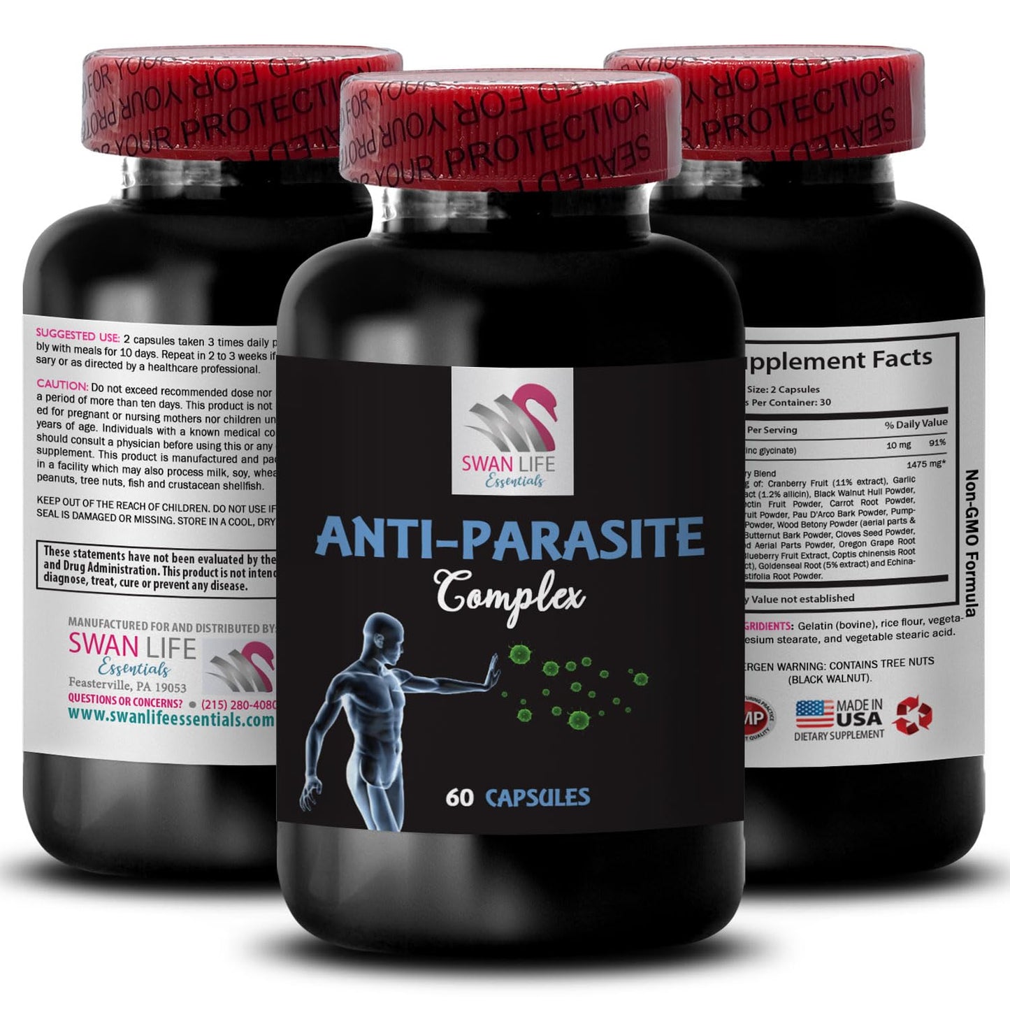 Inner Detox - ANTI-PARASITE COMPLEX - Clean Pathways, Fresh Start, Daily Wellness, Refresh Blend, Daily Defense, Botanical Shield, Balanced Support, Herbal Balance 3 Bottles 180 Capsules