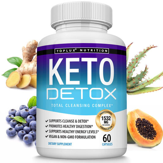 Toplux Keto Detox Pills Advanced Cleansing Extract - 1532 Mg Natural Acai Colon Cleanser Formula, Flush Toxins & Excess Waste, for Men Women, 60 Capsules, Supplement