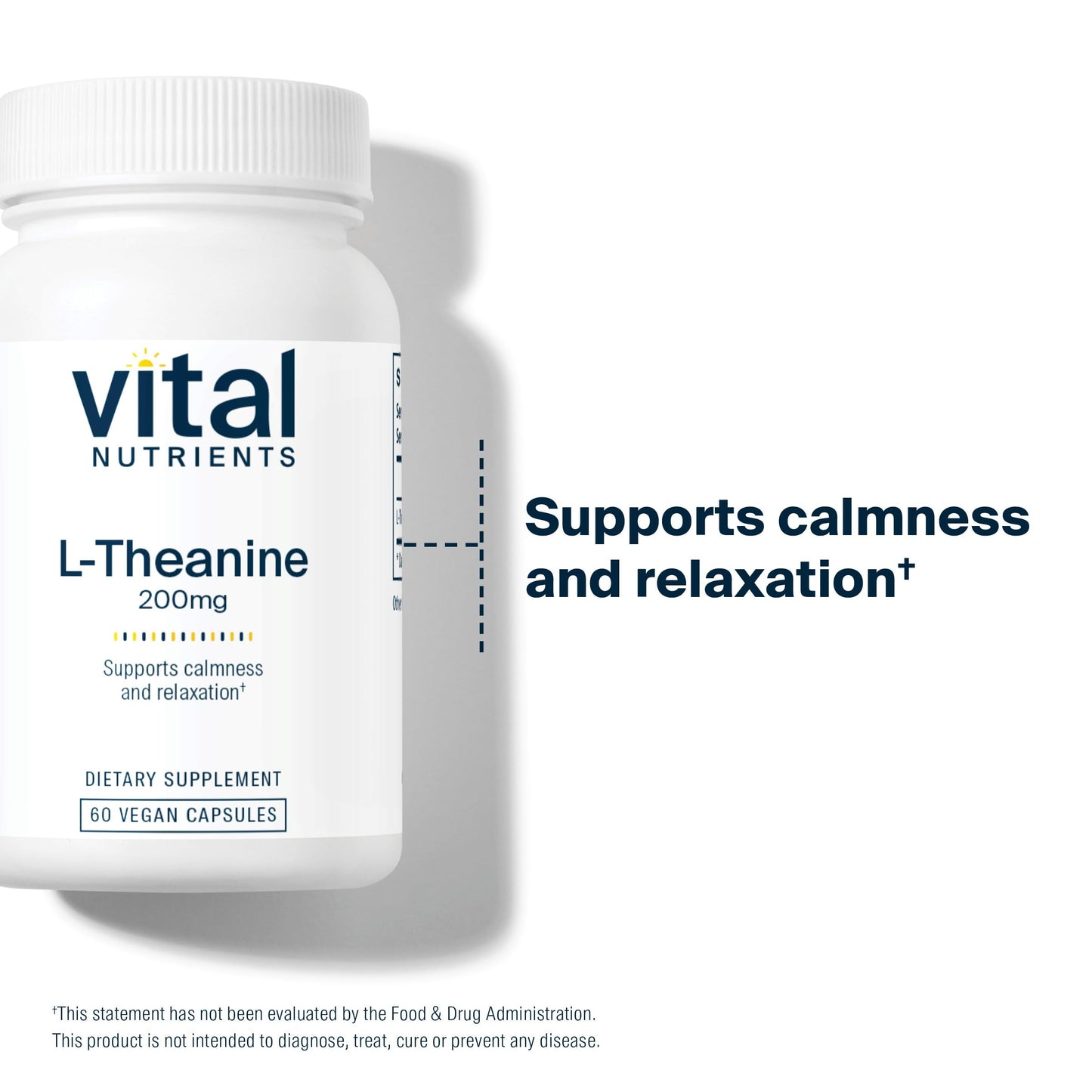 Vital Nutrients L-Theanine 200mg | Vegan Supplement | L Theanine Supplement Supports Normal Stress Levels and Cognitive Function* | Gluten, Dairy and Soy Free | 60 Capsules