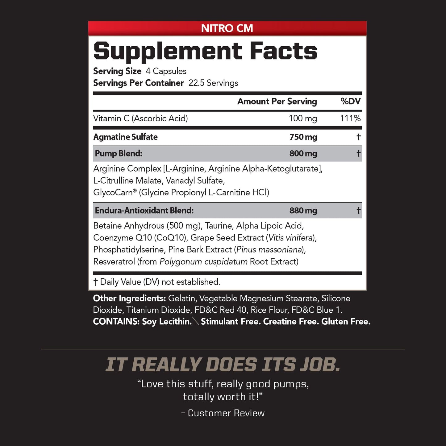 PMD Sports Nitro cm - Nitric Oxide with Agmatine Pre Workout Supplement - Muscle Growth Pre Workout with L Arginine - Endurance Boost for Hardcore Exercise, Training, and Bodybuilding - 90 Capsules