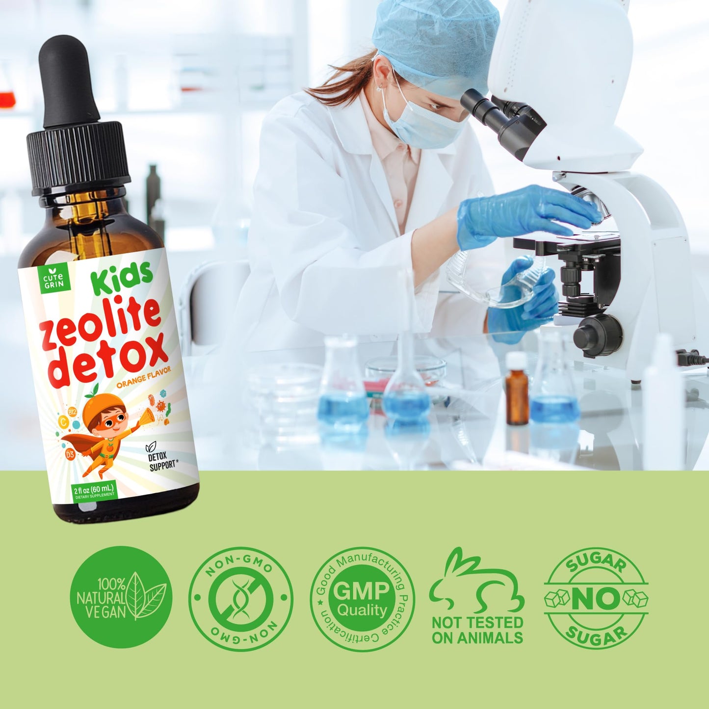 Zeolite Detox Drops for Kids - Advanced Detox Liquid Supplement with Clinoptilolite Zeolite - Toddlers Children's Natural Health Support to Clean Toxins - Gluten Free Sugar-Free Vegan