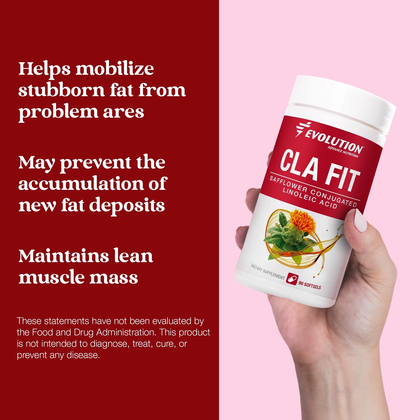 Evolution Advance Sport Nutrition CLA Fit, 800 mg - Safflower Conjugated Linoleic Acid Supplement, Support Lean Muscle Mass, Promote Energy - Non-GMO, Gluten-Free (90 Softgels)