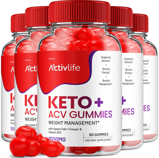 ActivLife Keto ACV Gummies - Active Life Keto Apple Cider Vinegar Gummies, ActivLife Keto + ACV Weight Management Gummies ActiveLife Advanced 1000mg Formula (5 Pack - 300 Gummies)