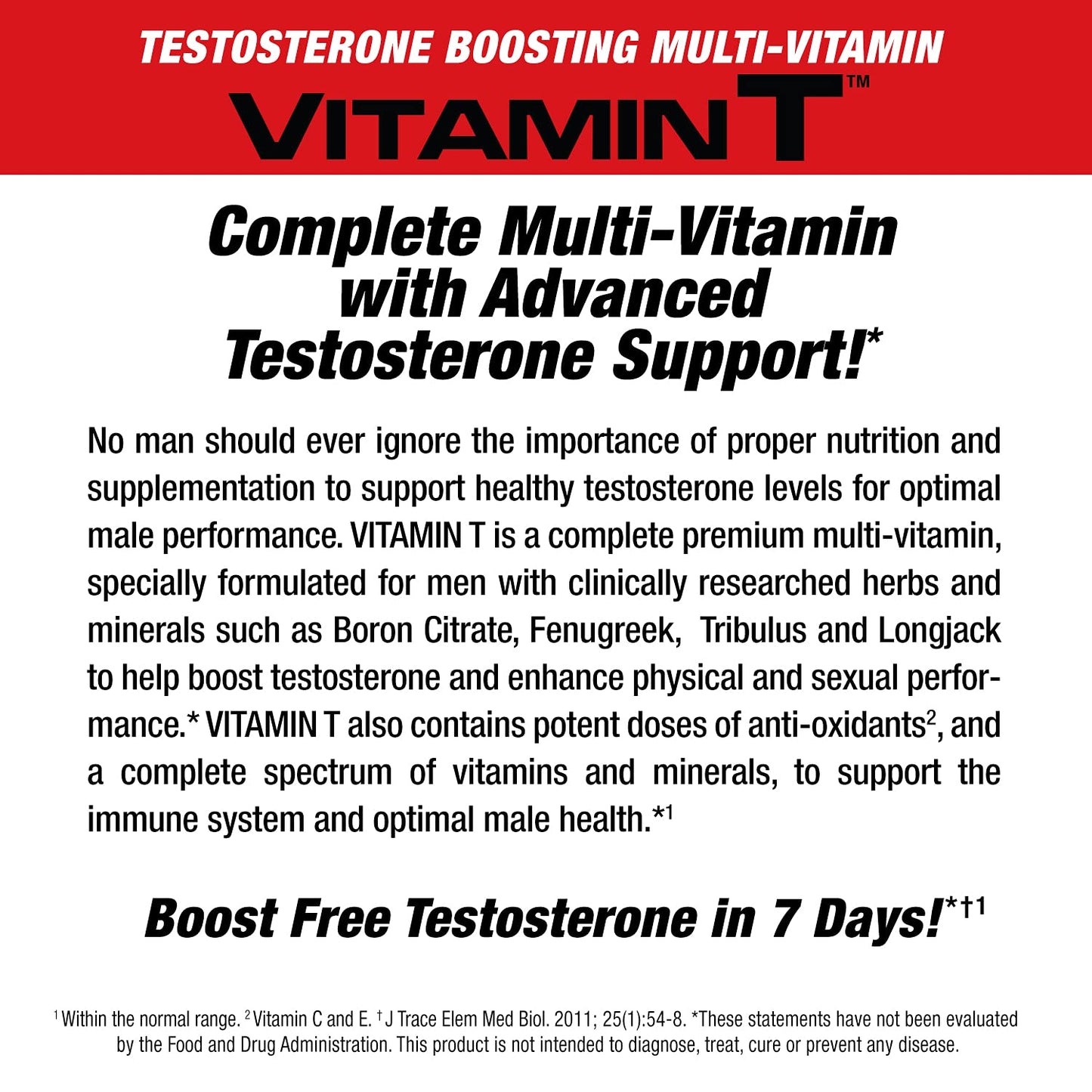 MuscleMeds Vitamin T Daily Complete Multivitamin for Men Enhances Testosterone Muscle Building Sexual Performance 20 Vitamins Minerals Fenugreek Tribulus Longjack, Brown, 90 Count