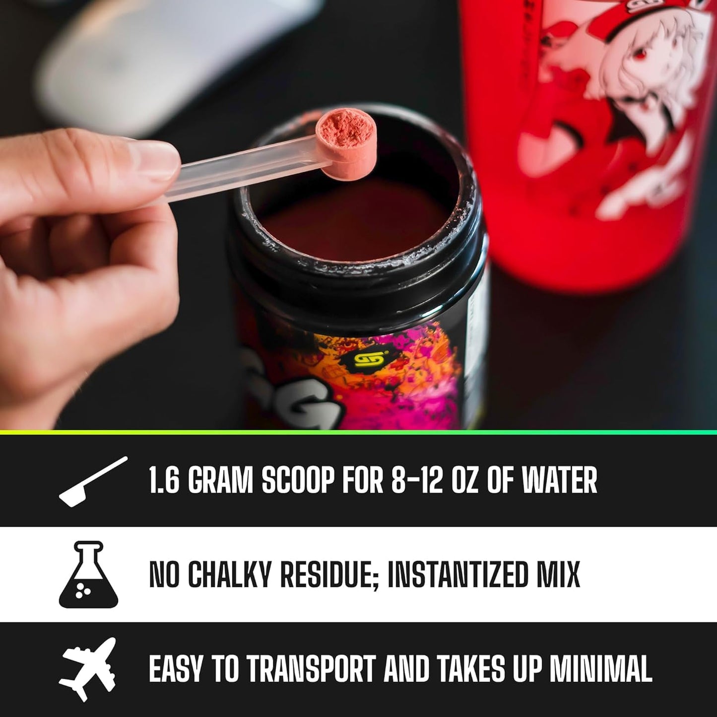 Gamer Supps, GG Energy Red Raspberry (100 Servings) - Keto Friendly Gaming Energy and Nootropic Blend, Sugar Free + Organic Caffeine + Vitamins + Immune Support, Powder Energy Drink