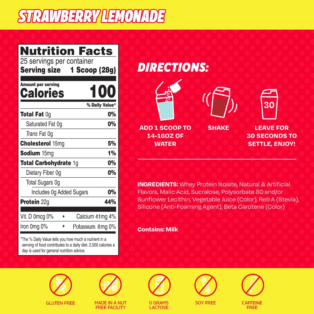 SEEQ Clear Whey Isolate Protein Powder, Strawberry Lemonade - 25 Servings, 22g Protein Per Serving - 0g Lactose, Sugar-Free, Keto-Friendly, Soy Free - Juice-Like Protein, Post-Workout