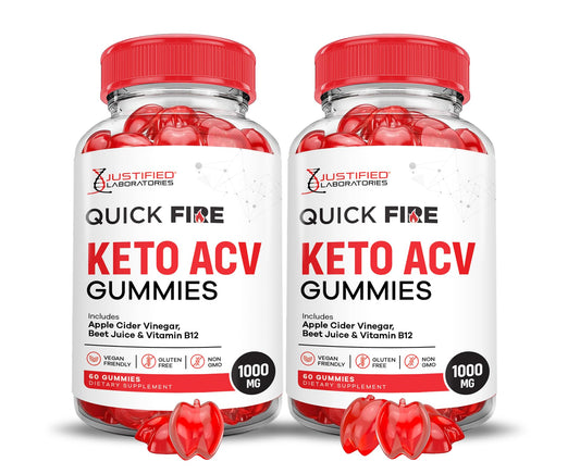 (2 Pack) Quick Fire Keto ACV Gummies Advanced Formula 1000MG QuickFire Keto Gummies Apple Cider Vinegar Formulated with Pomegranate Beet Juice Powder B12 Vegan Non GMO 120 Gummys