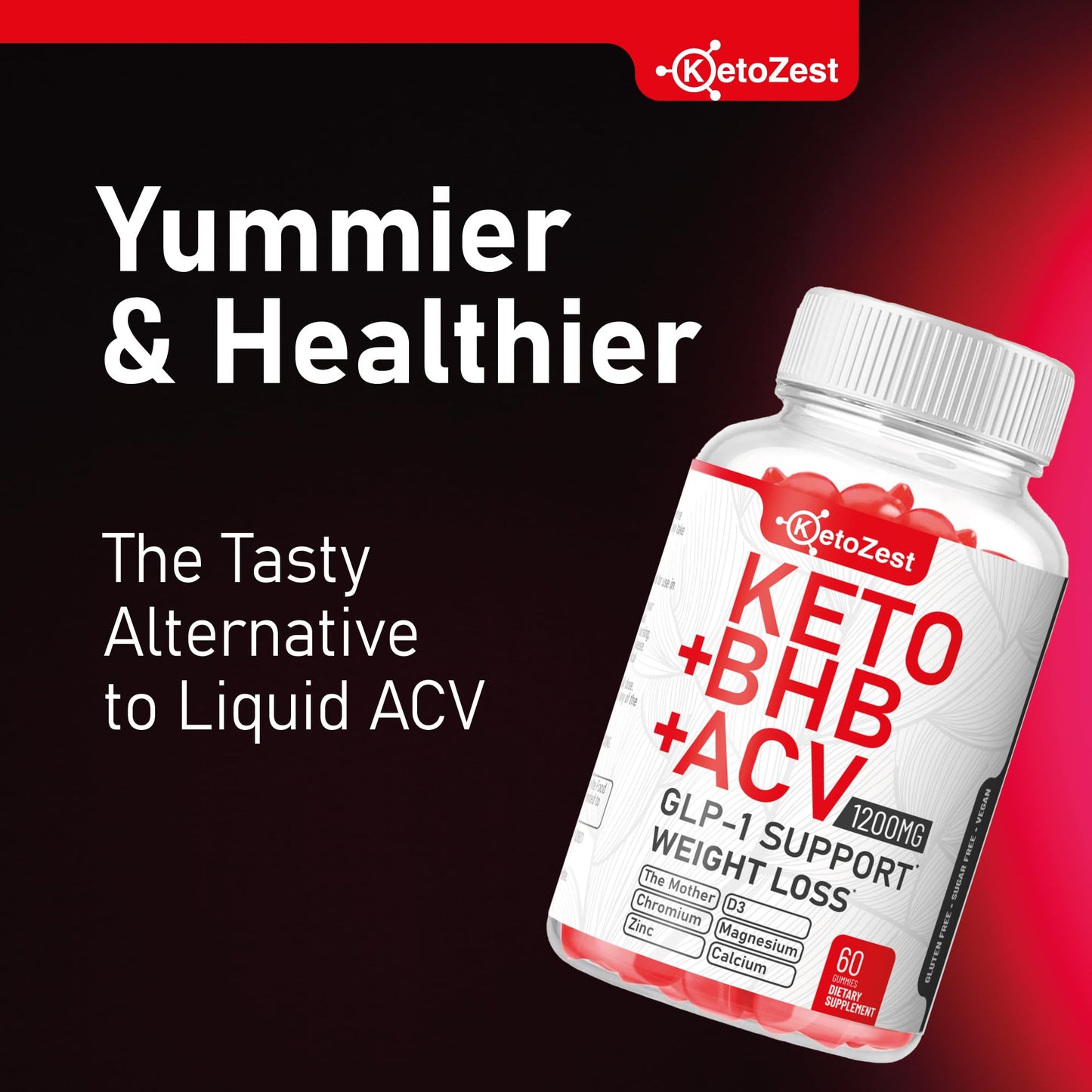 Organic Keto ACV BHB GLP-1 Gummies - Apple Cider Vinegar with The Mother Supplement - Vitamin D3 Zinc Beetroot Pomegranate Chromium Beta Hydroxybutyrate - Vegan Sugar Gluten Free for Men Women