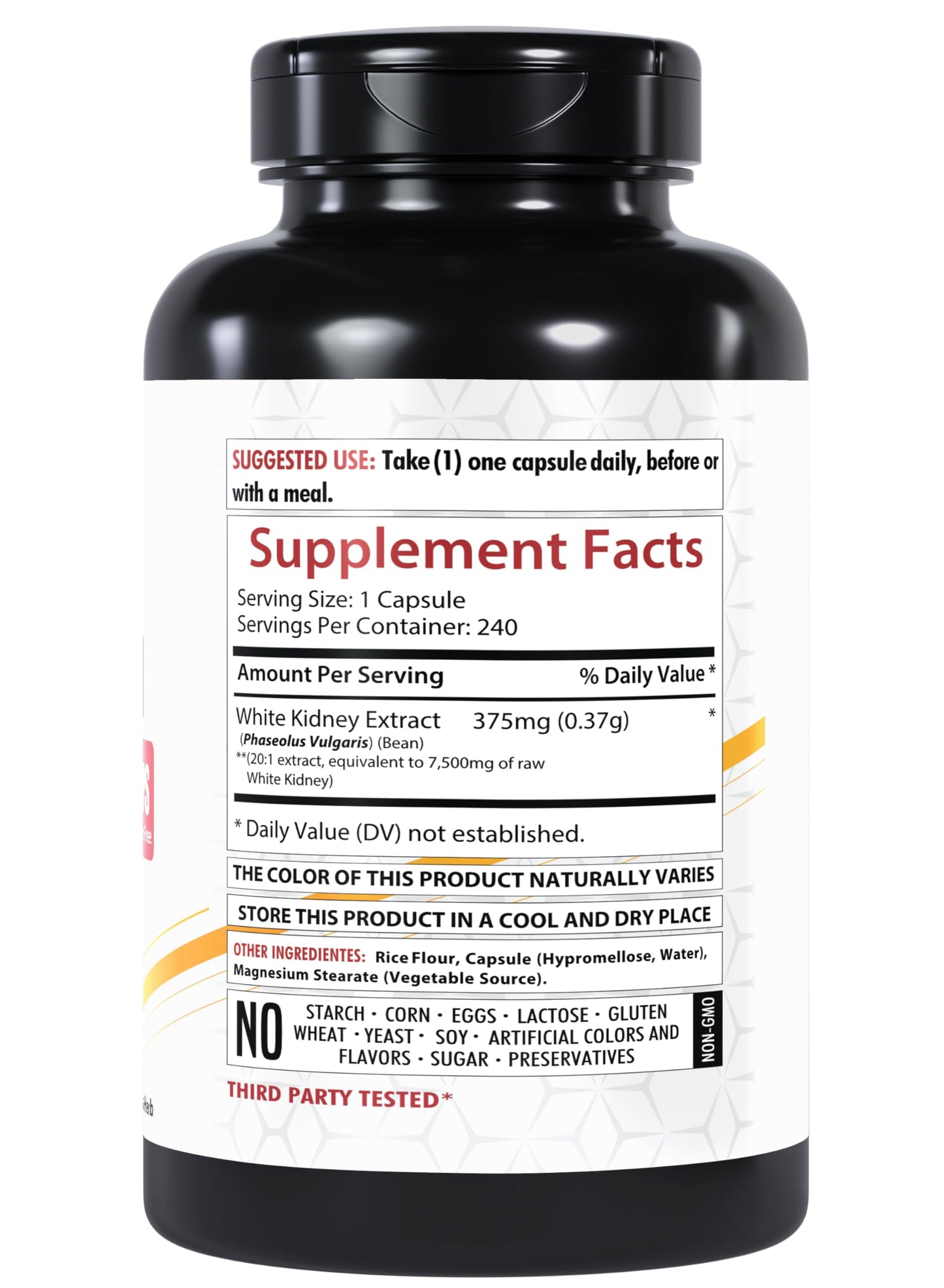 Healthfare White Kidney Bean Extract Supplement, 7500mg | 240 Capsules | 20x Concentrated | Non-GMO | Gluten-Free