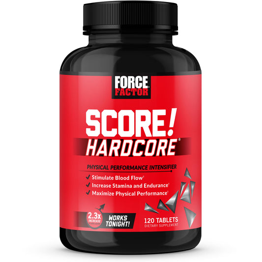 Force Factor Score! Hardcore Nitric Oxide Booster Supplement for Men with L-Citrulline, Yohimbe, Black Maca & B Vitamins to Increase Stamina, and Maximize Physical Performance, 120 Tablets