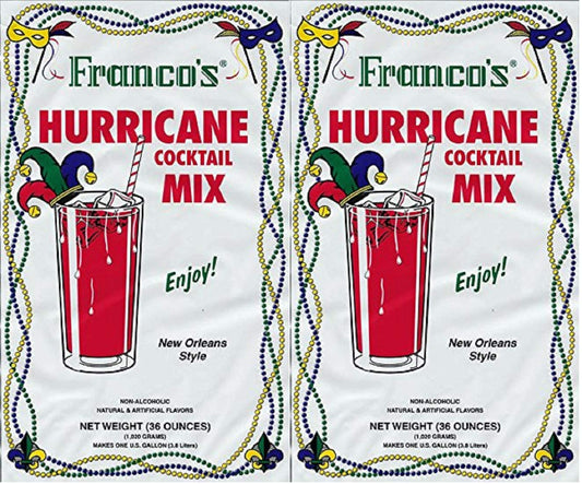 Francos New Orleans Style Hurricane Cocktail Mix 36 Ounce Pouch Pack of 2 Makes 2 Gallons Total
