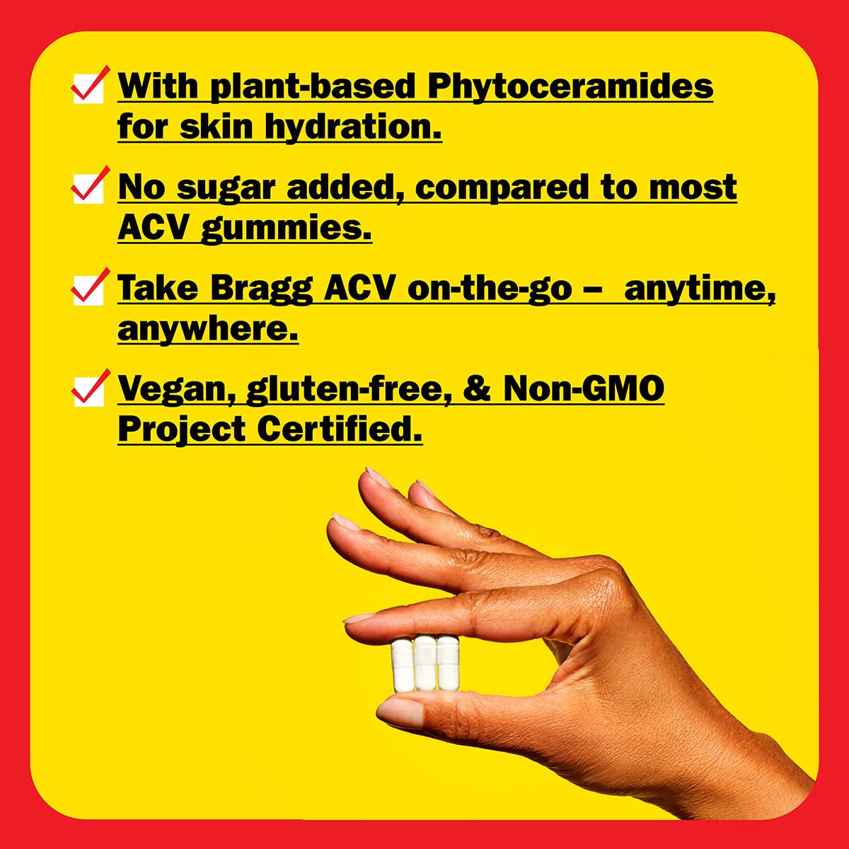 BRAGG Renew Apple Cider Vinegar Capsules with Phytoceramides - 90 Capsules - Maintains Healthy Skin and Promotes Hydration
