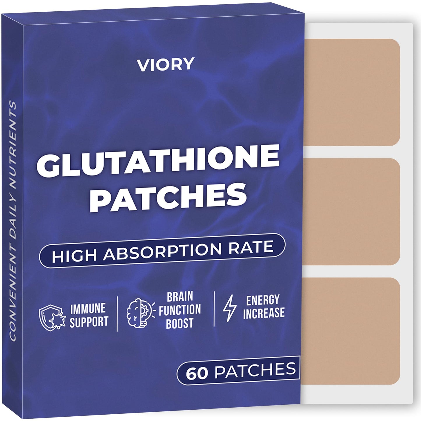 Glutathione Patches (Pack of 60) - 100% Natural Patch for Women and Men - with Magnesium - Energy, Focus & Body Support - Enhanced Formula