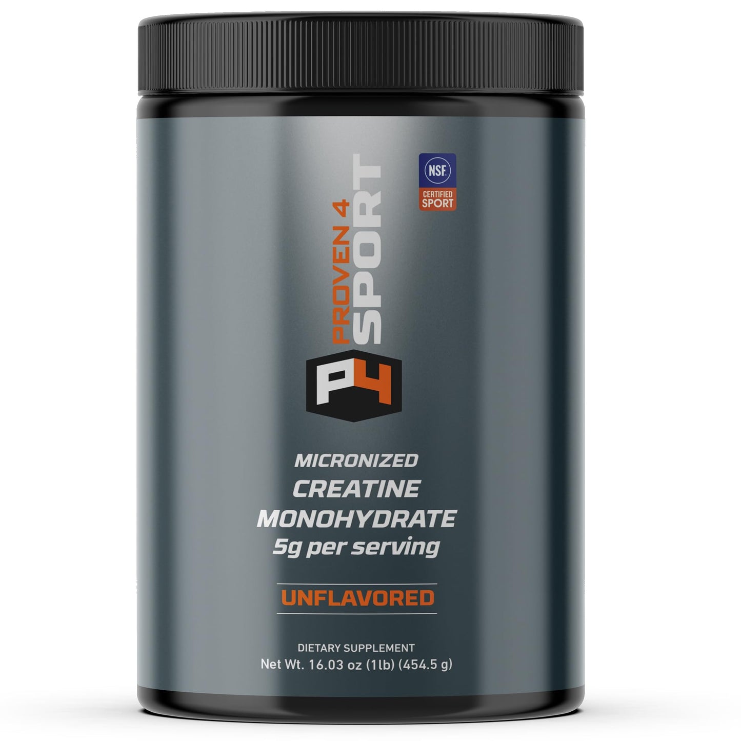 Proven4 Creatine Monohydrate Micronized Powder - NSF Certified for Sport® Supports Muscle Strength, Performance & Recovery from Exercise, Unflavored 16 Oz - 90 Servings
