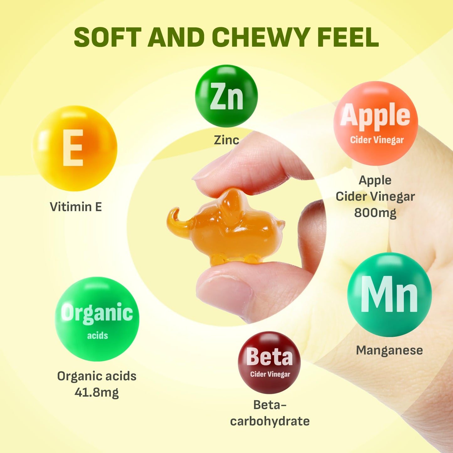 LIVELING Apple Cider Vinegar Gummies, Daily Support for Digestion, Hygienic Individually Packaged, Fun Animal-Shaped Soft & Chewy Gummies, 60 pcs