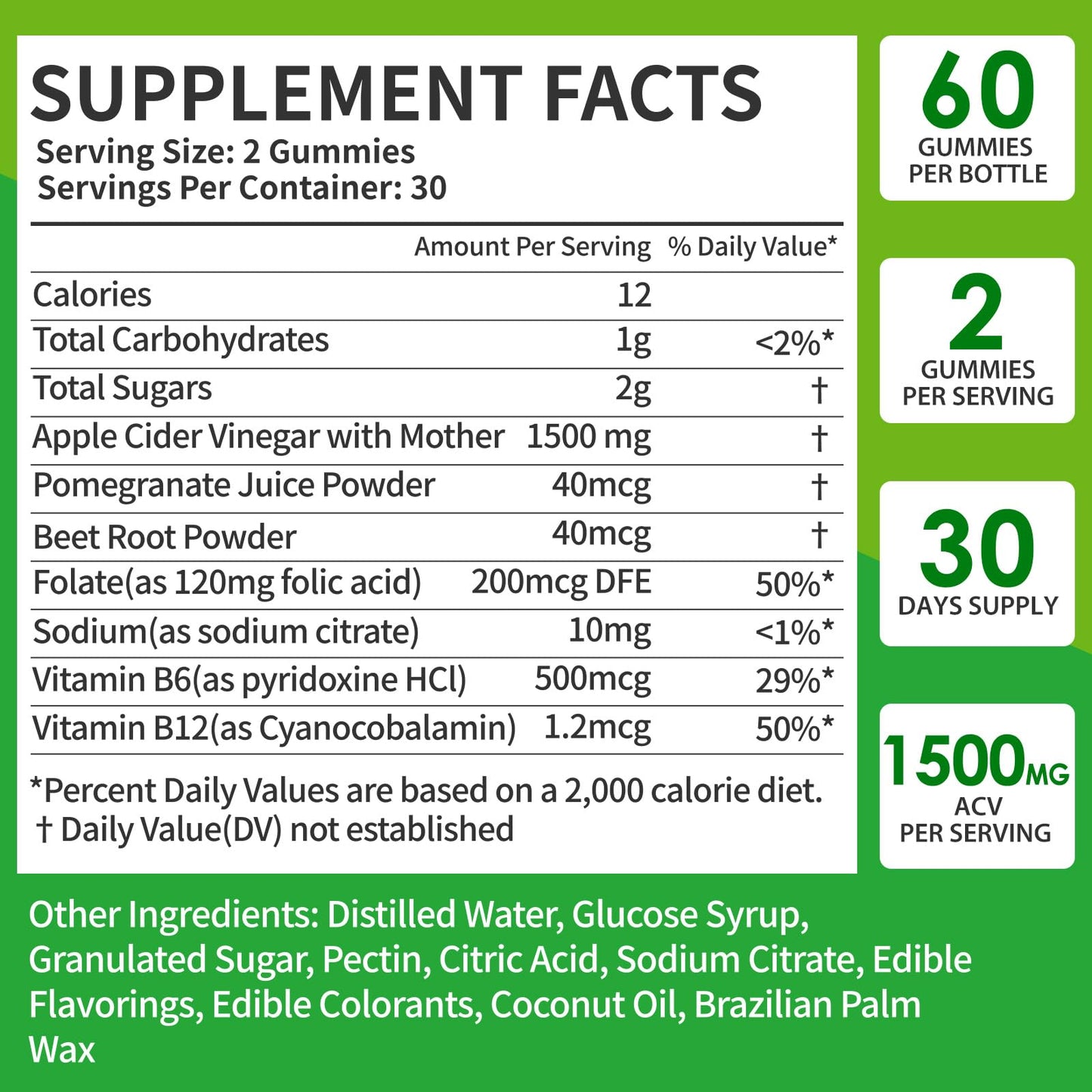 Fuquefit Keto ACV Gummies - 1500mg - Keto Gummies Advanced Formula - ACV with B6 & 12, Pomegranate & Beet Juice - Vegan - 60