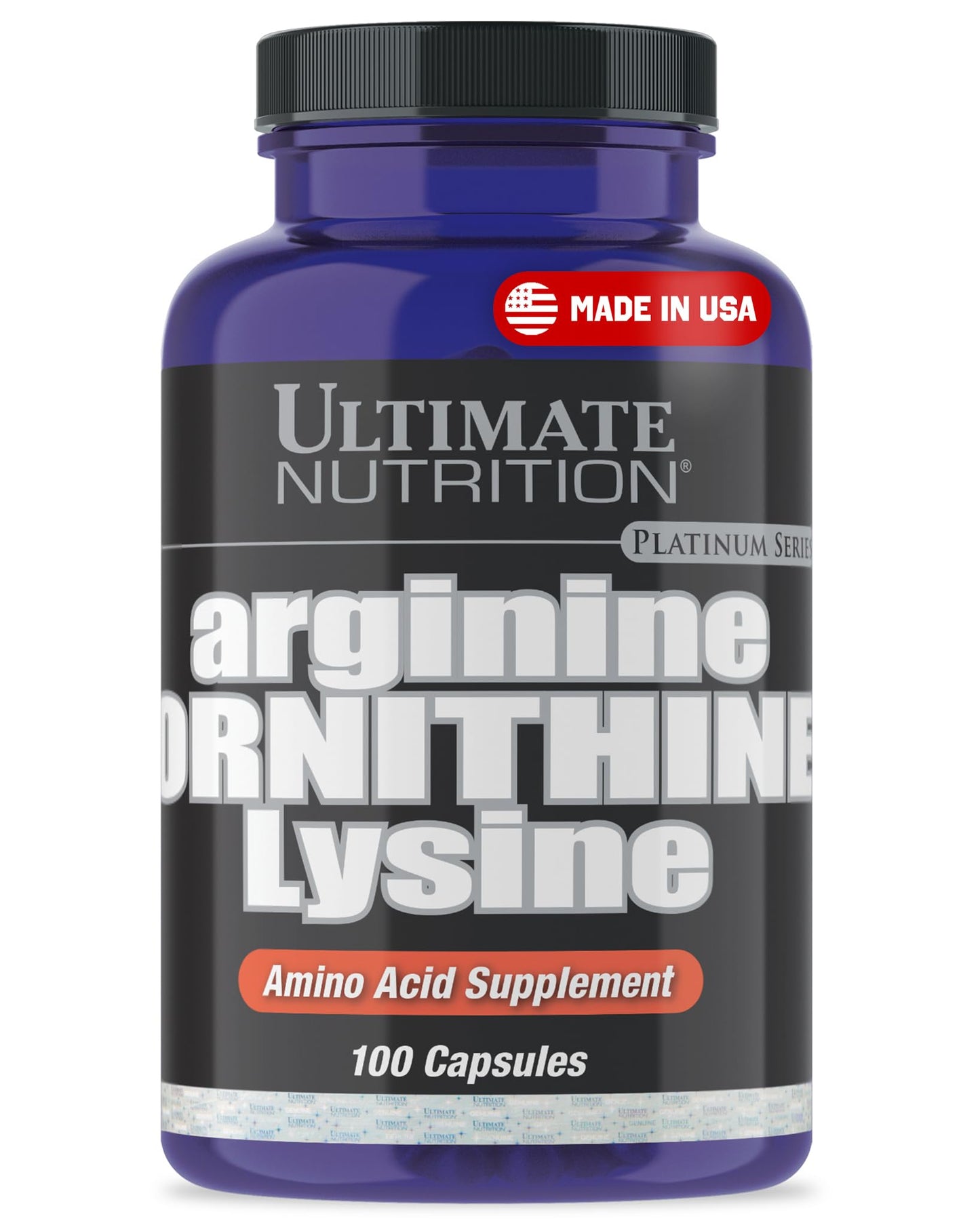 Ultimate Nutrition L-Arginine Supplements for Men & Women - Amino Acid Complex with Aginine, Ornithine & Lysine - Support Heart Health, Nitric Oxide Production & Optimal Blood Flow - 100 Capsules