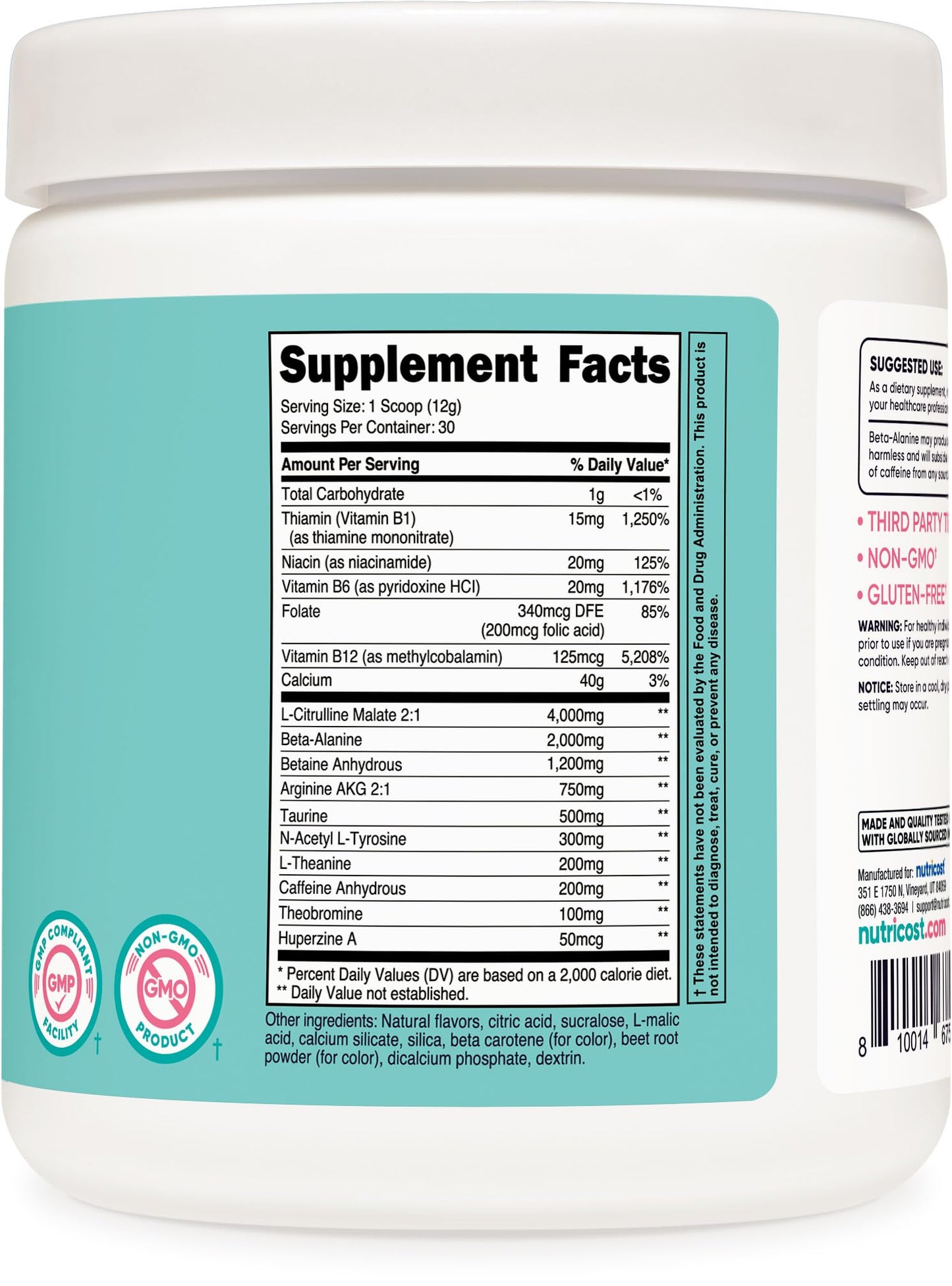 Nutricost Pre-Workout Powder for Women, Peach Mango, 30 Servings