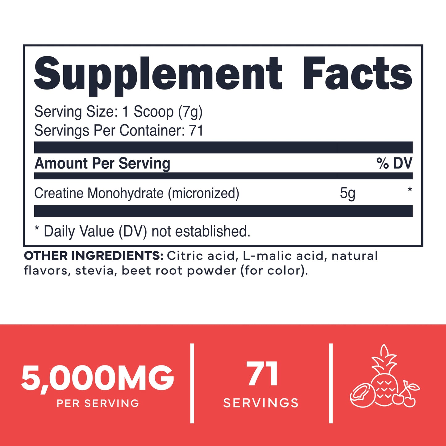 Type Zero Creatine Monohydrate Powder 500 Grams, Tropical Punch Flavored - Gluten-Free