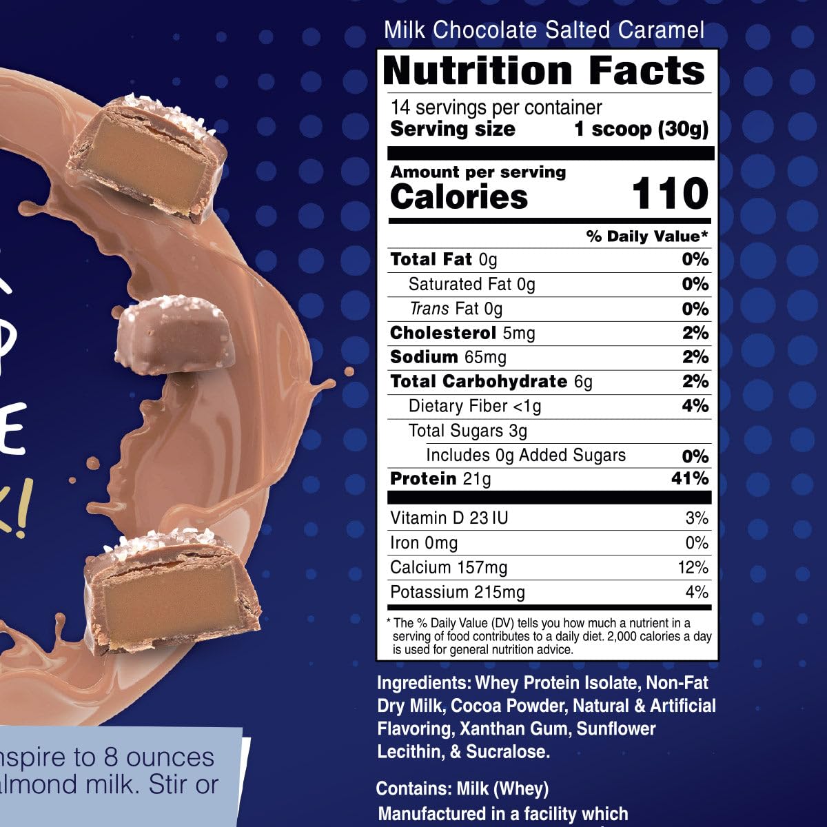 Bariatric Eating Inspire Milk Chocolate Salted Caramel Whey Protein Isolate Powder