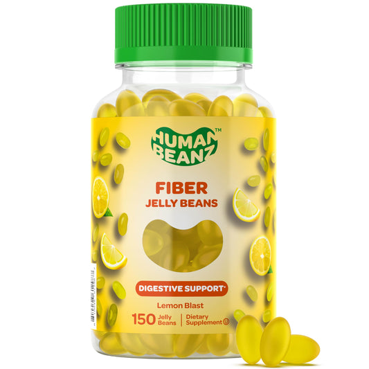 Human Beanz Fiber Jelly Bean Gummies for Adults, Fiber Supplement for Digestive Health, Vegetarian Fiber Gummy, 150 Jellybeans