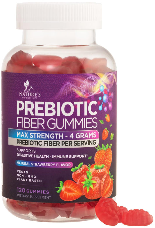Fiber Gummies for Adults, Daily 4g Gummy Fiber Supplement, Prebiotic Digestive Health Support - Plant Based Soluble Fiber, Supports Regularity & Digestion for Adults Non-GMO - 120 Gummies
