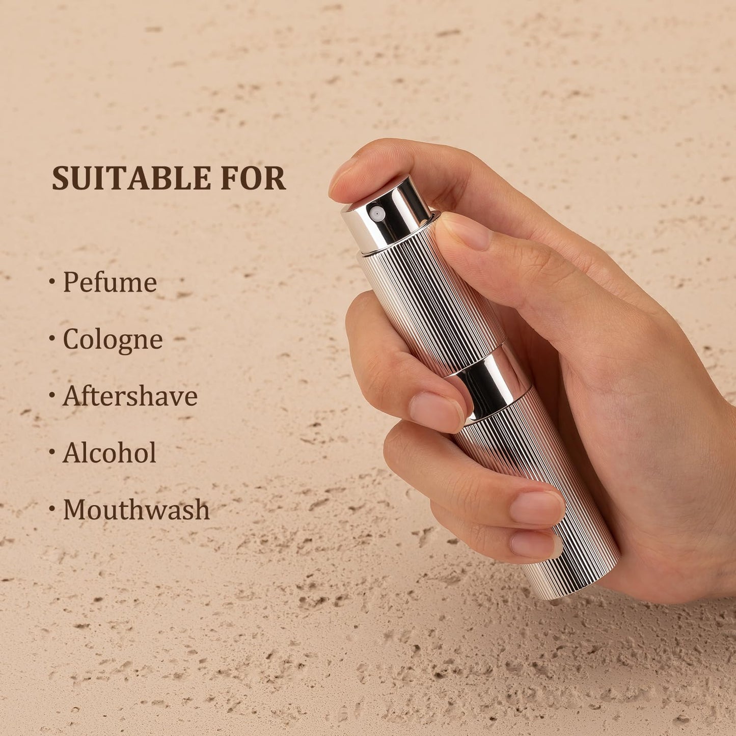 LISAPACK Perfume Travel Refillable Bottle: Atomizer Cologne Spray for Men Portable - Mini Sprayer Empty for Refill - Small Size Black 8ML Striped