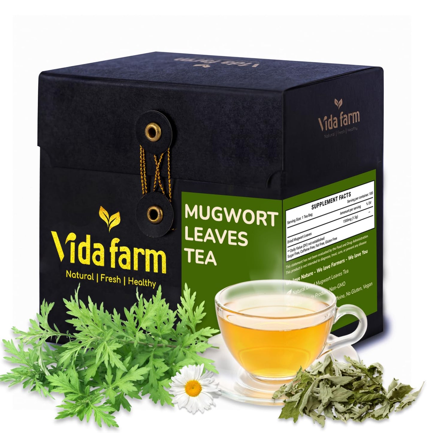 100 Mugwort Tea Bags Natural Mugwort Leaves Tea Bags Dried Mugwort Herbal Tea Mugwort Leaf Tea No Sugar No Caffeine No Gluten