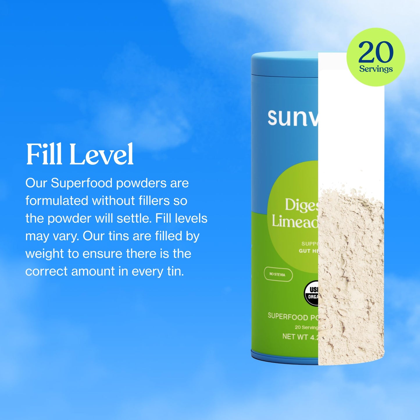 Sunwink Digestion Limeade Fiber Superfood Powder | Daily Fiber Powder for Digestion | Prebiotic Fiber Powder with Chicory Root, Burdock, Tangerine Peel | Supports Gut Health | 4.2 oz, 20 Servings