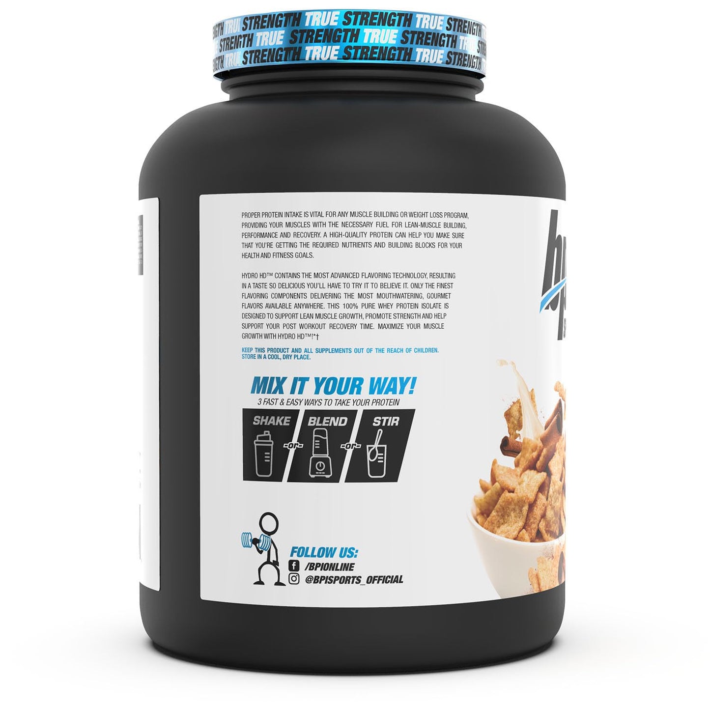 BPI Sports Hydro HD - 100% Hydrolyzed Whey Protein Powder - Muscle Growth, Recovery, 25g of Protein, Low Carb, Low Sugar, Fast Absorbing (68 Servings, Cinnamon Cereal)