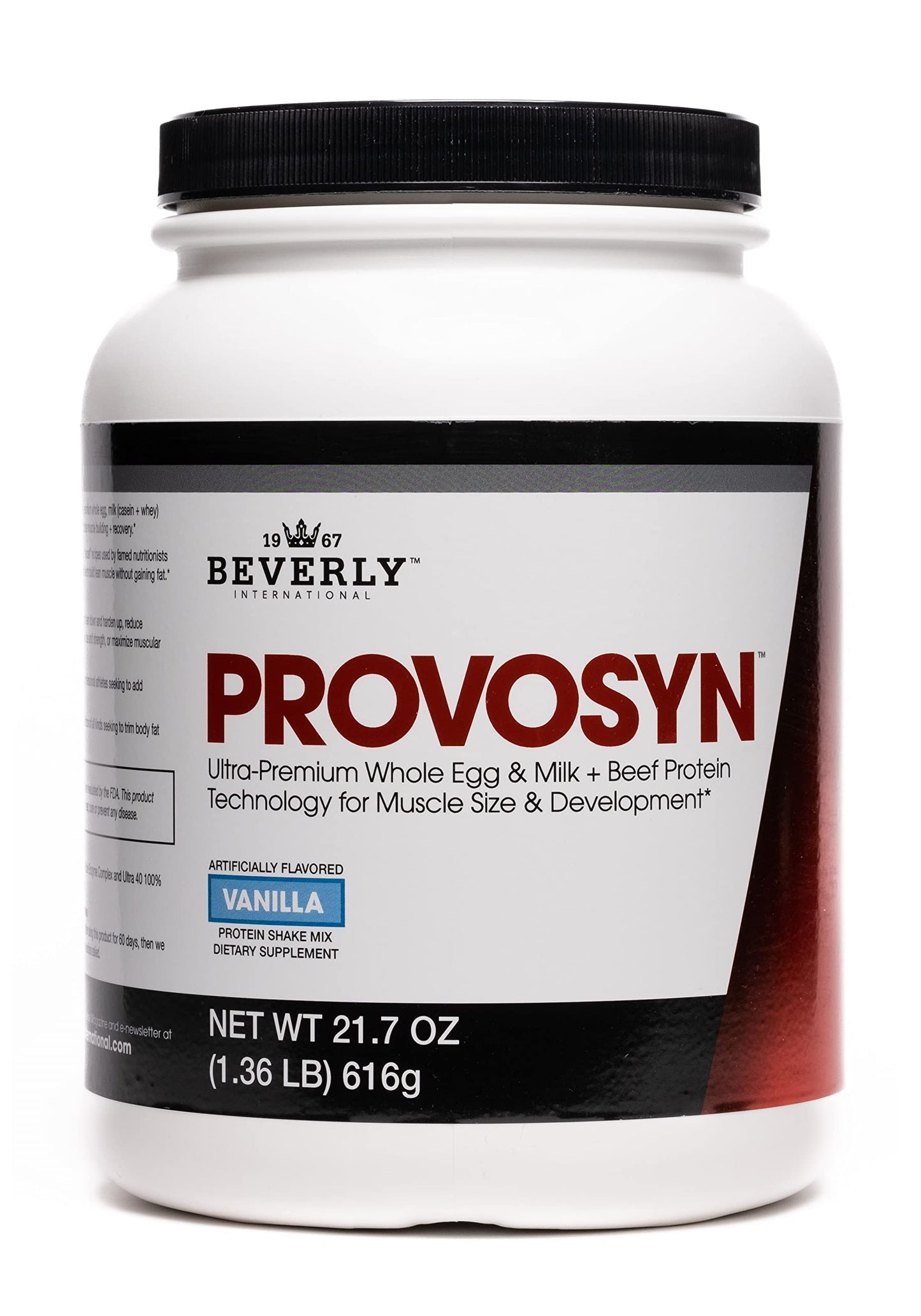 PROVOSYN. The Original Ultra-Premium Whole Egg, Milk (Casein + Whey) and Beef Protein Powder. Fast Muscle Building + Recovery. Perfect for Hard Gainers. Vanilla Flavor, 616 g The Mature Users Protein.
